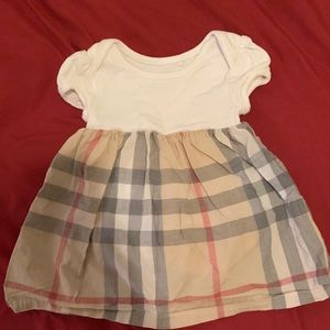 Burberry Baby Girls White & Beige Check Dress